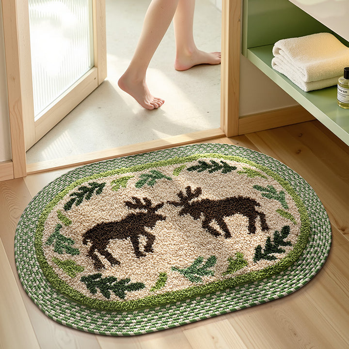Rustic Moose-Themed Area Rug