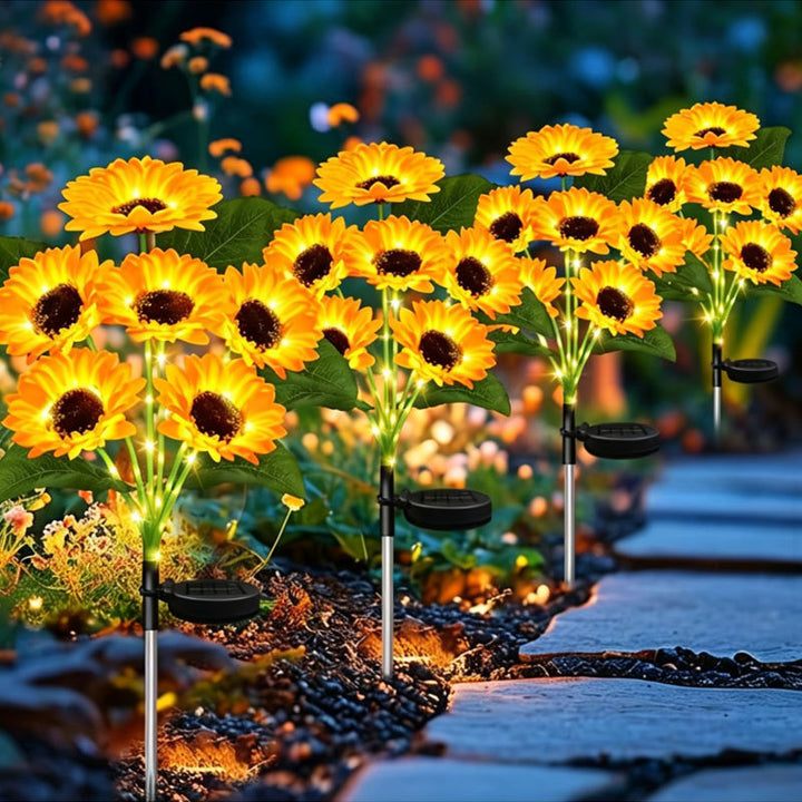 Solar-Powered LED Sunflower Garden Stake Lamp With Waterproof Panel And Adjustable Stem Stornfield