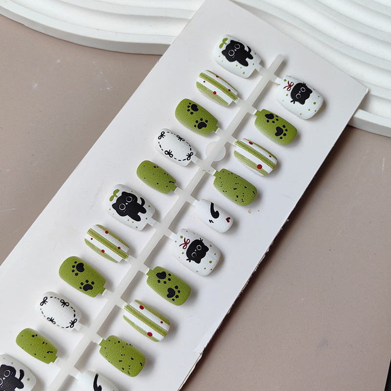 Creative art press-on nails with playful animal design Stornfield