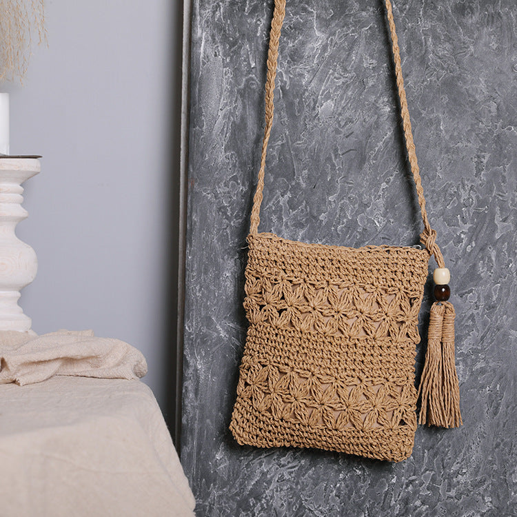 Handmade macrame shoulder bag with tassel detail Stornfield