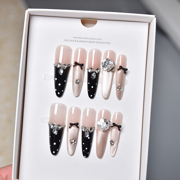 Premium Crystal-Decorated Stiletto Press-On Nail Extensions Stornfield