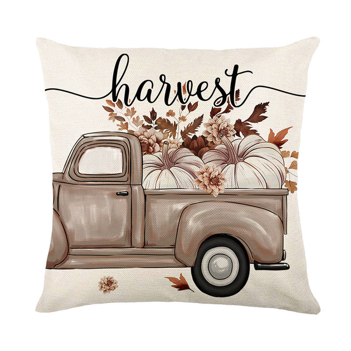 Square Cotton-Linen Throw Pillow Cover with Oversized LOVE Typography & Floral Wreath Print