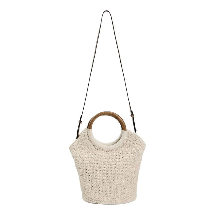 Handcrafted tote bag with round wooden handle Stornfield
