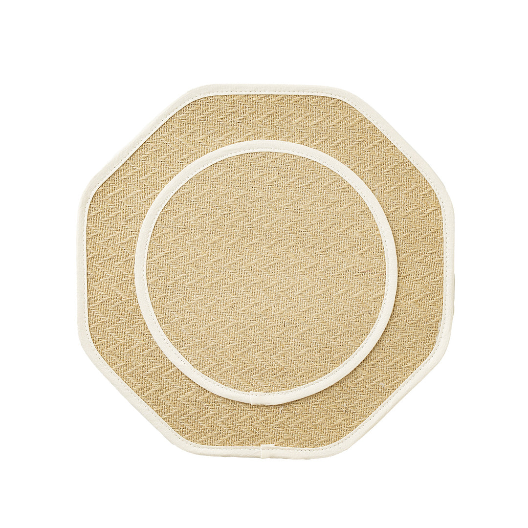 Straw sun hat with wide octagonal brim and cotton inner band Stornfield