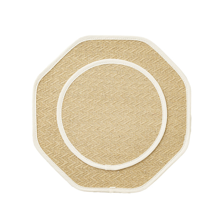 Straw sun hat with wide octagonal brim and cotton inner band Stornfield