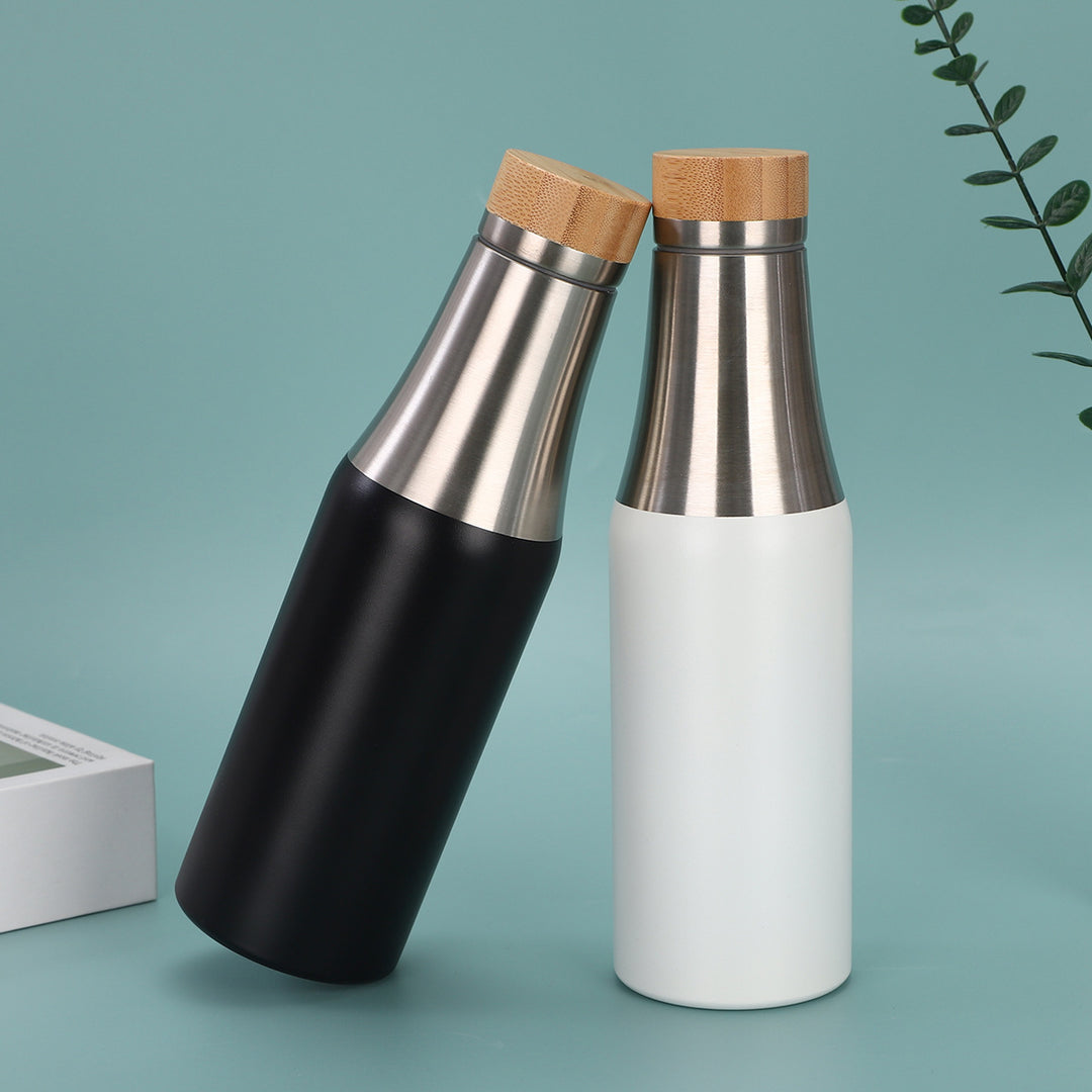 Women's stainless steel insulated drinking bottle with bamboo lid Stornfield