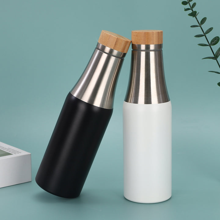 Women's stainless steel insulated drinking bottle with bamboo lid Stornfield