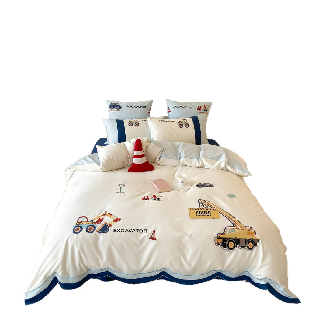 Kids Construction-Themed Cotton Duvet Cover Set