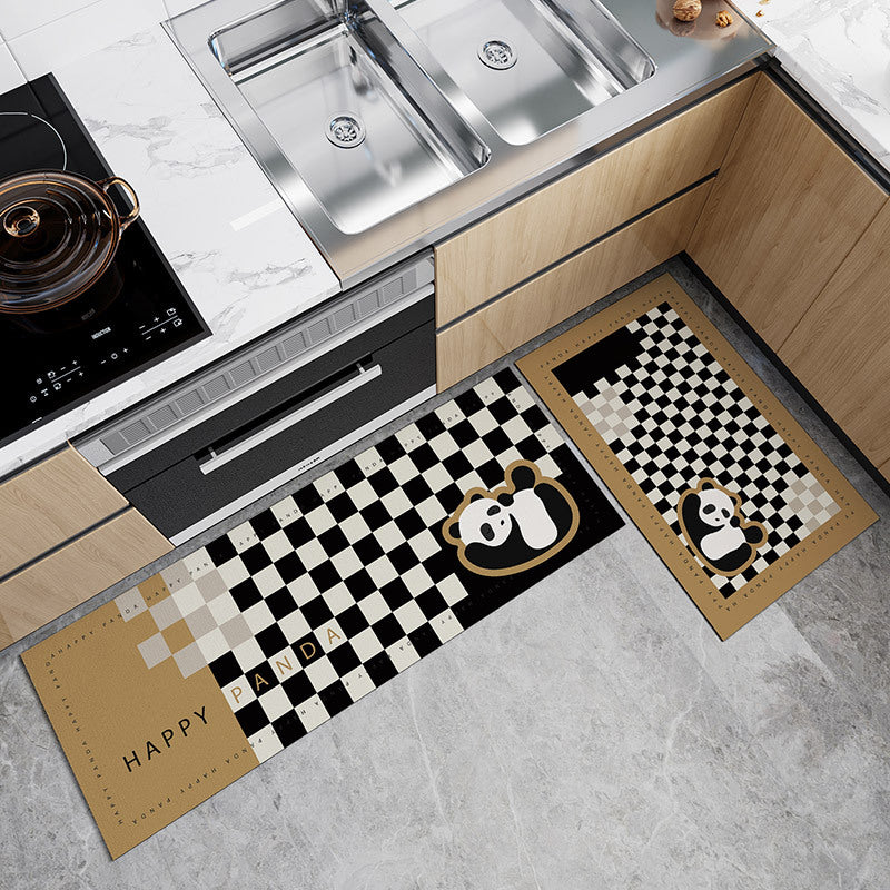 Playful Panda-Themed Kitchen Runner Mat