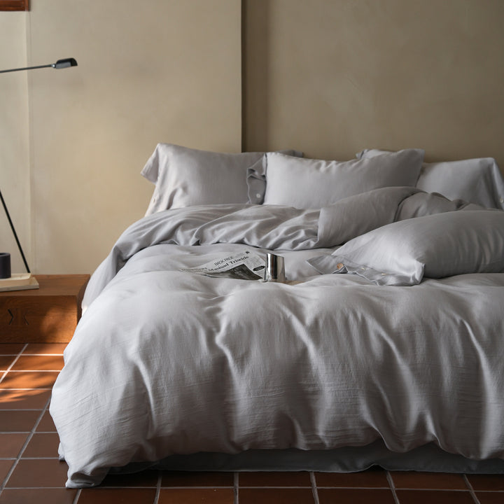 Luxury Organic Cotton Sateen Duvet Cover Set with Button Closure