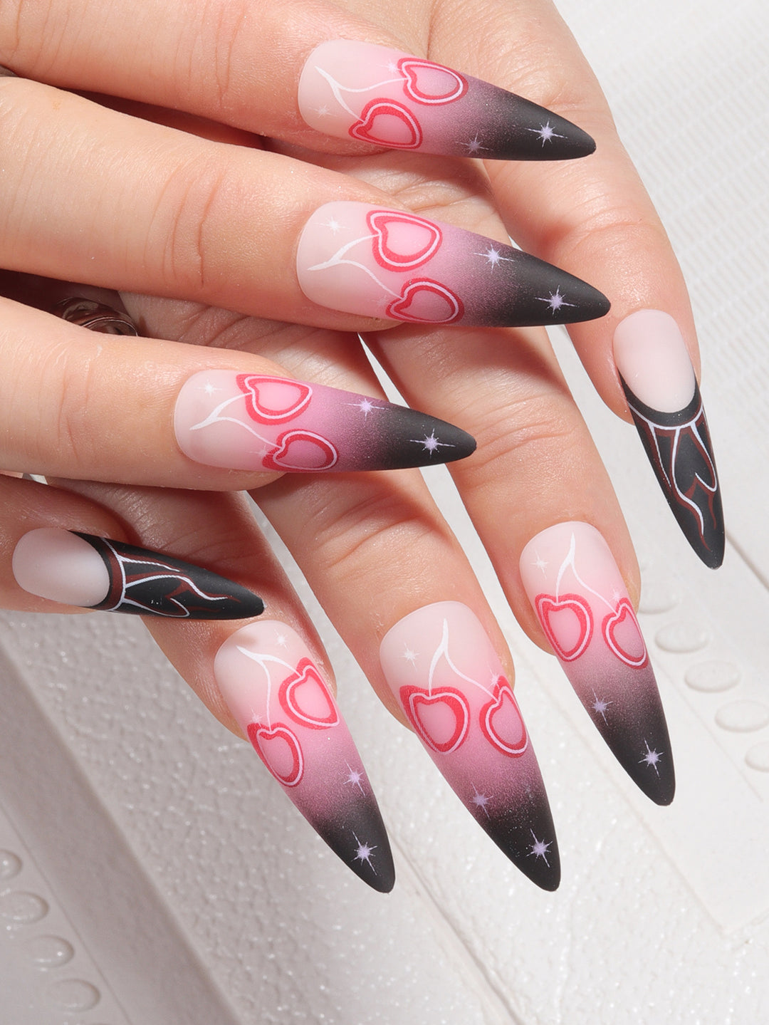Stiletto Nail Art Extensions with Heart Design Stornfield