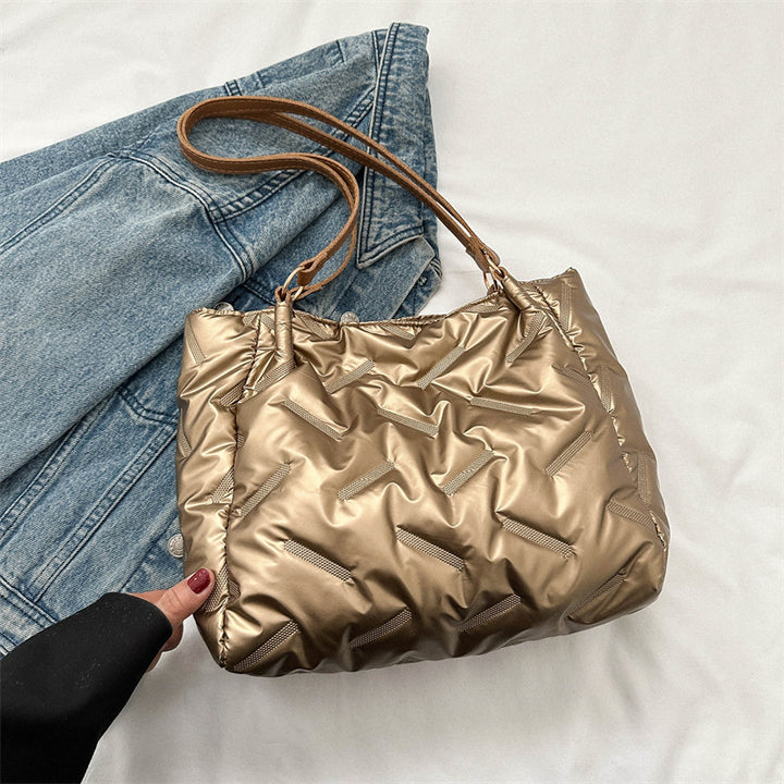 Stylish Puffed Nylon Shoulder Bag