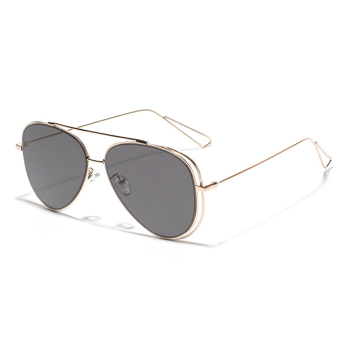 Women's retro aviator sunglasses with silver metal frame and mirrored lenses Stornfield