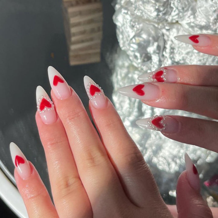 Heart-Accent Stiletto Nail Art Extensions Stornfield