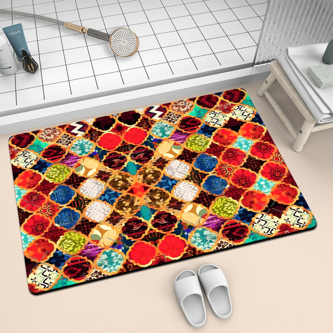 Colorful Geometric Pattern Bath Mat Stornfield