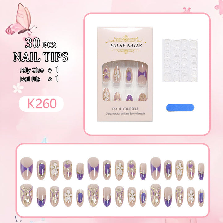 Elegant artificial nails with floral design and color accents Stornfield