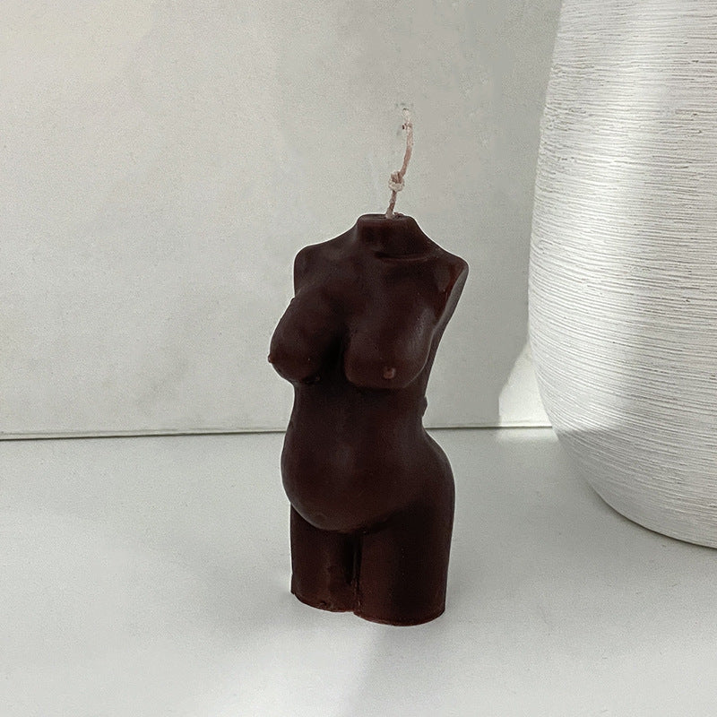 Hand-Poured Sculptural Pregnant Female Torso Decorative Wax Candle