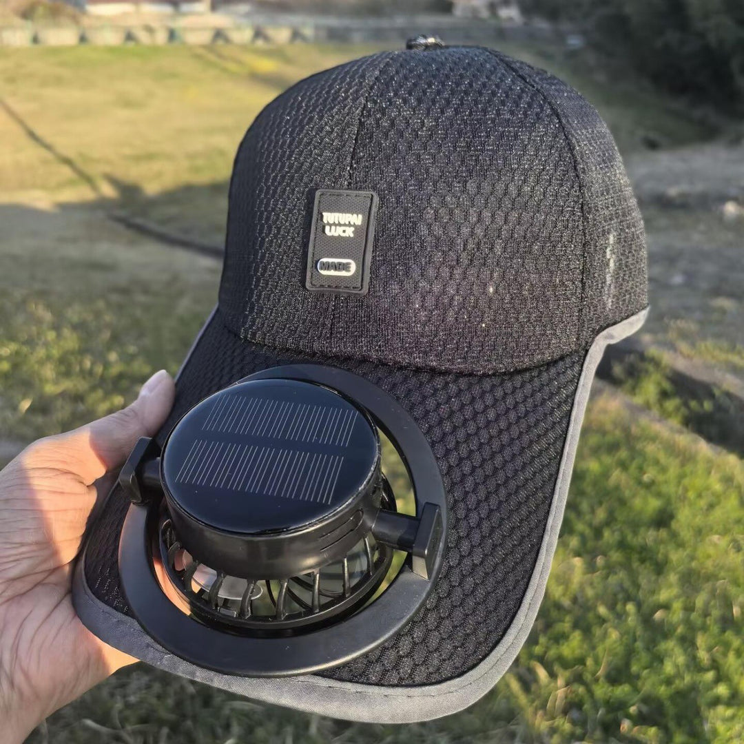 Solar-powered baseball cap with detachable solar fan and breathable honeycomb fabric Stornfield