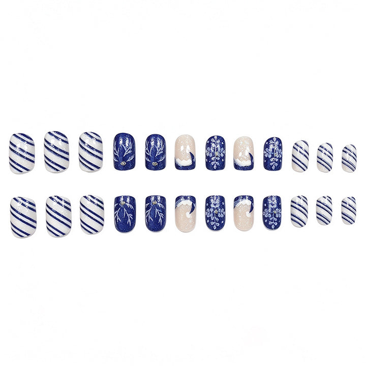 Artistic Winter-Themed Acrylic Nail Art Enhancements Stornfield