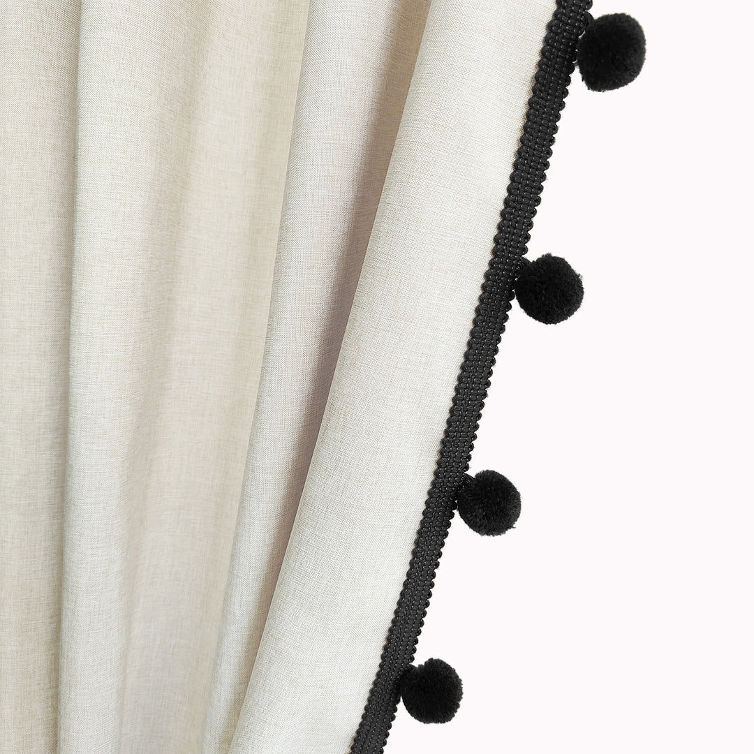 Textured Pom Pom Trim Shower Curtain Stornfield