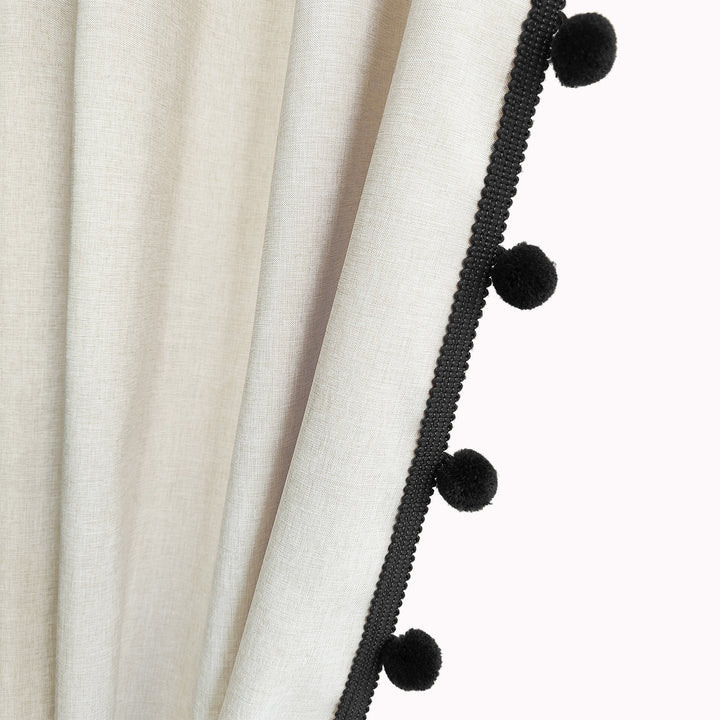 Textured Pom Pom Trim Shower Curtain Stornfield