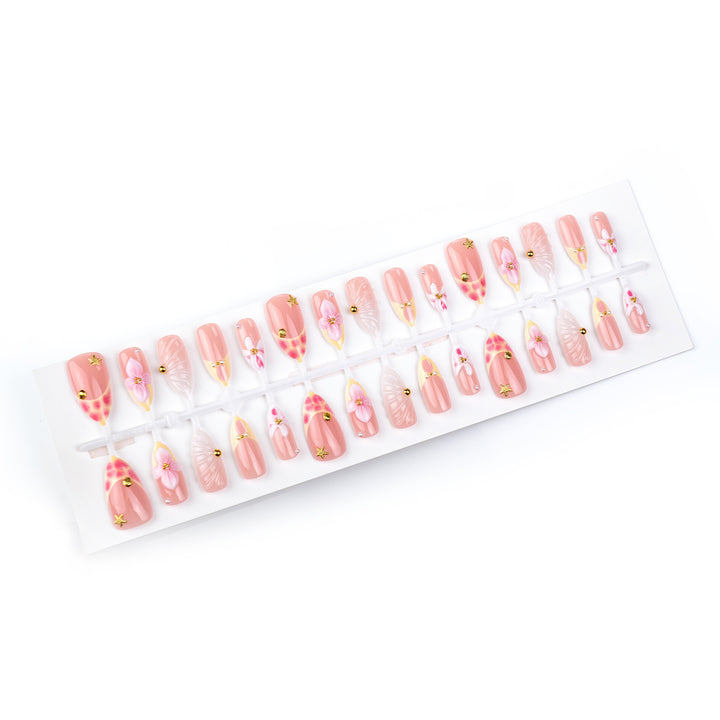 Decorative artificial nails with floral elements Stornfield