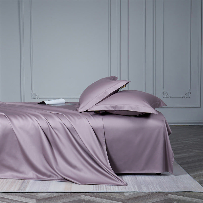 Cooling satin bedding set with anti-wrinkle finish and concealed zipper