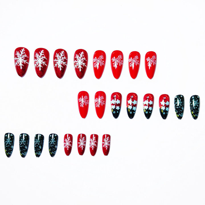 Artificial nails with festive snowflake and star motif Stornfield