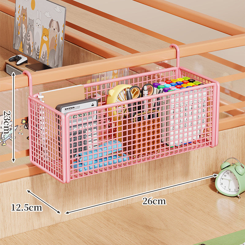 Over-Rail Metal Grid Hanging Storage Basket Organizer for Bunk Bed and Desk