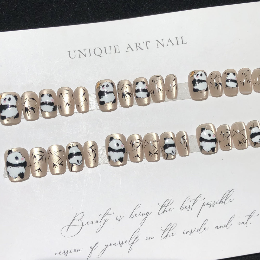 Panda-Themed Artistic Press-On Nail Set