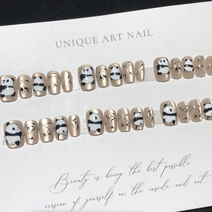 Panda-Themed Artistic Press-On Nail Set
