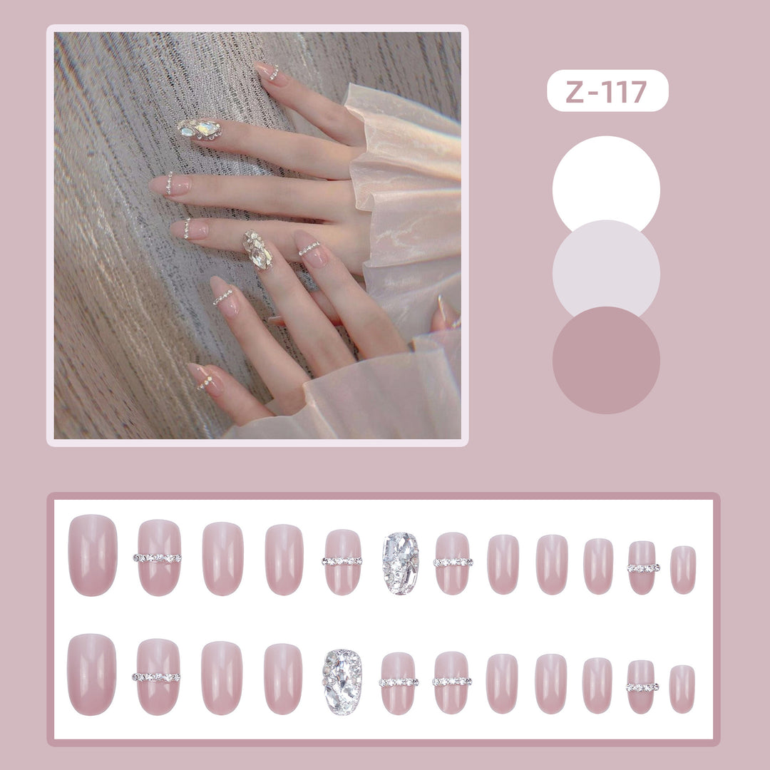 Glamorous Rhinestone-Embossed Press-On Nail Set Stornfield