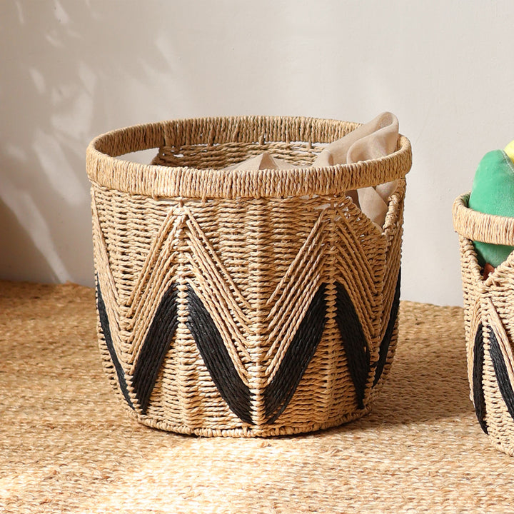 Decorative basket with graphic pattern Stornfield