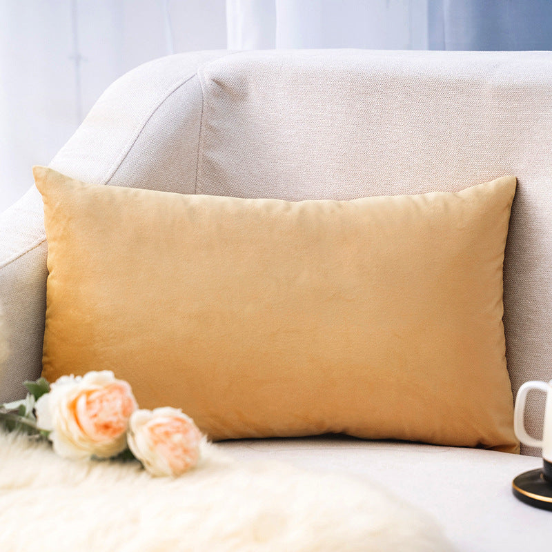 Plush Velvet Lumbar Pillow Cover with Hidden Zipper and Removable Insert Support