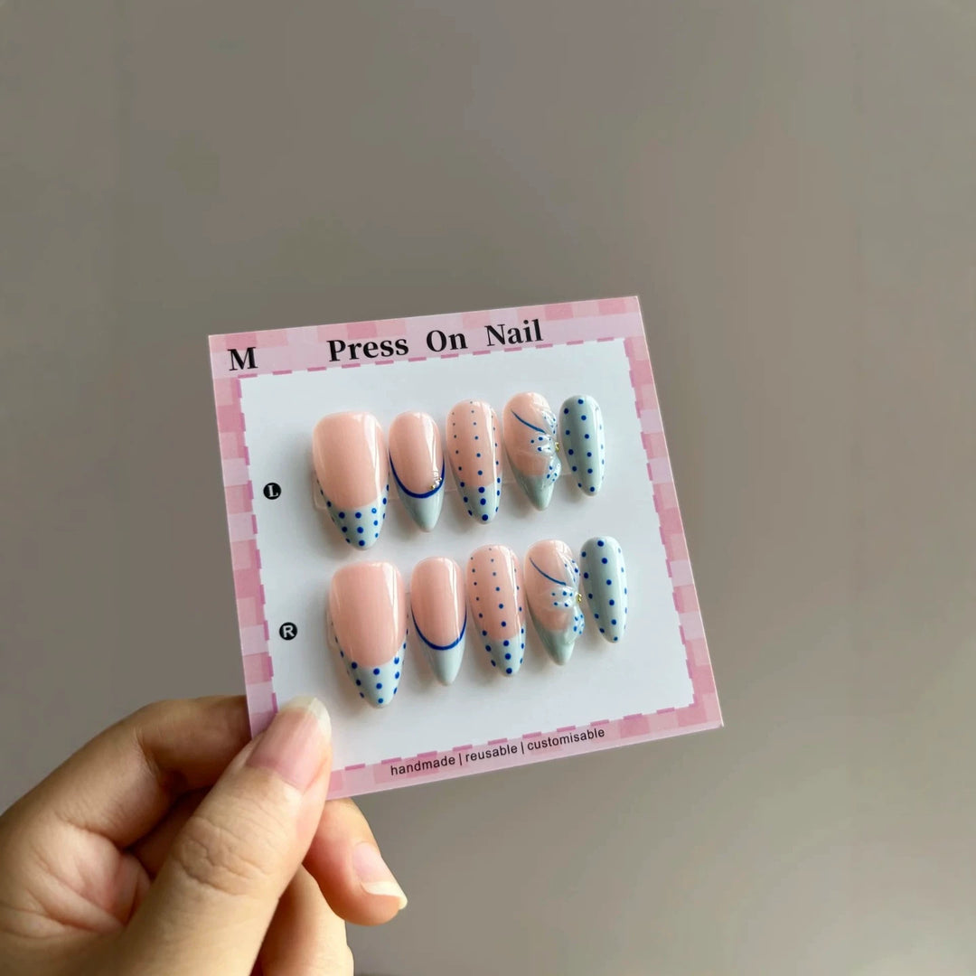 Decorative Press-On Nail Set with Unique Design Features