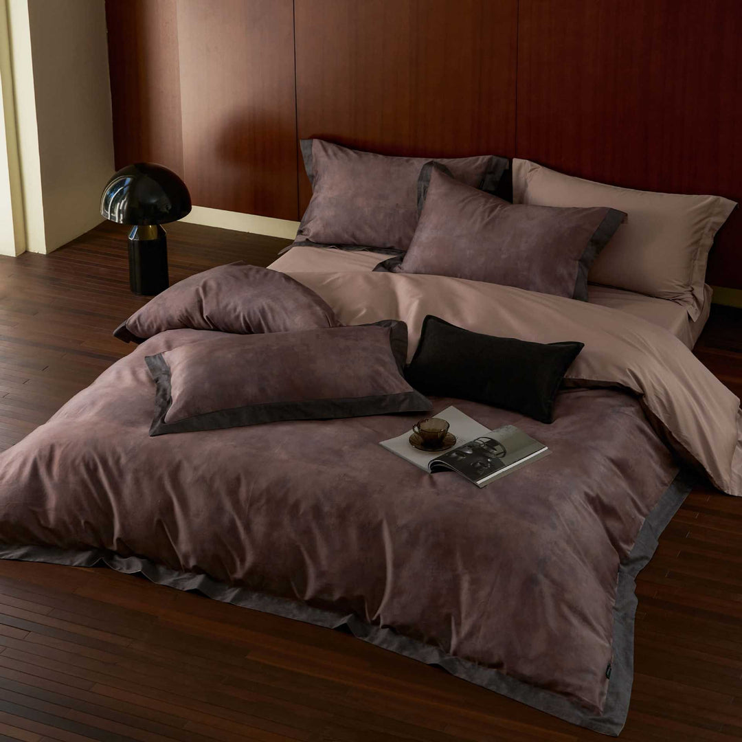 Luxury Washed Linen Duvet Cover Set with Contrasting Hem