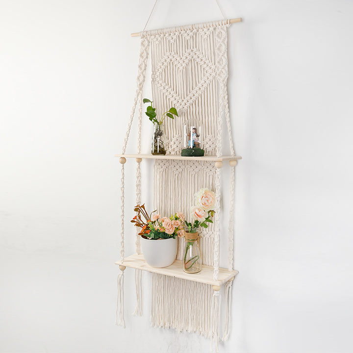 Macrame shelf with heart design Stornfield