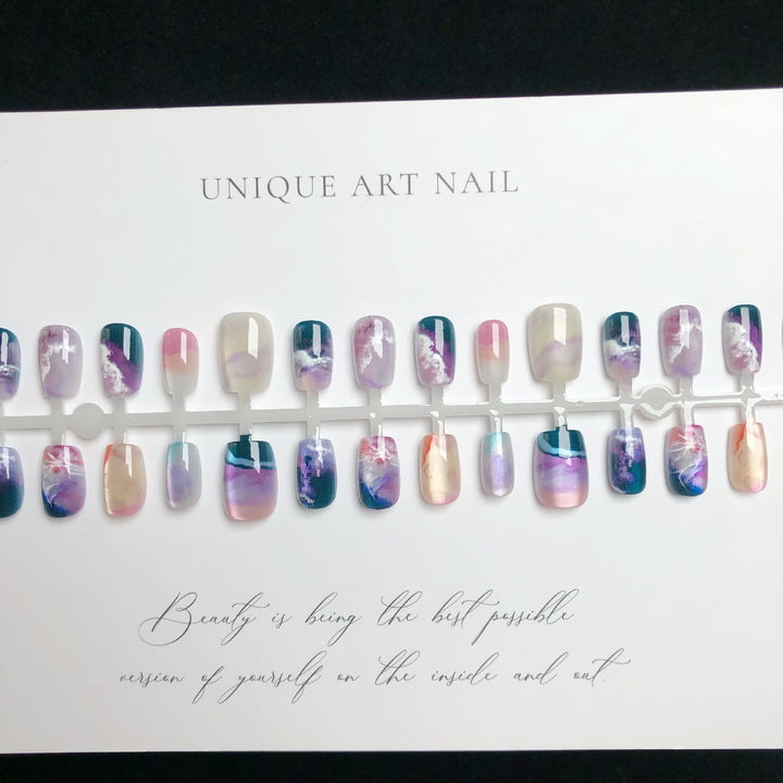 Artistic Marble-Design Press-On Nail Set