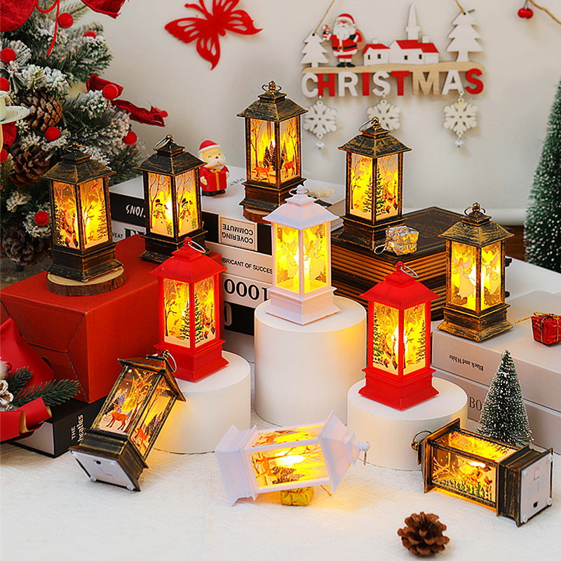 Nostalgic LED Christmas lantern with movable Santa motif Stornfield