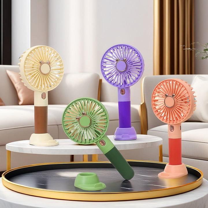 Women's Portable Mini Hand Fan with Ergonomic Handle and Cute Animal Design Stornfield