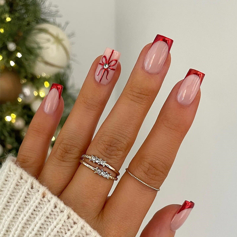 Decorative Bow-Embellished Press-On Nails Stornfield