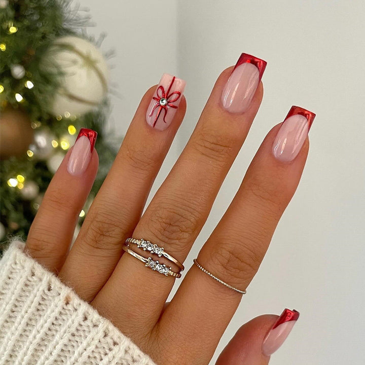 Decorative Bow-Embellished Press-On Nails Stornfield