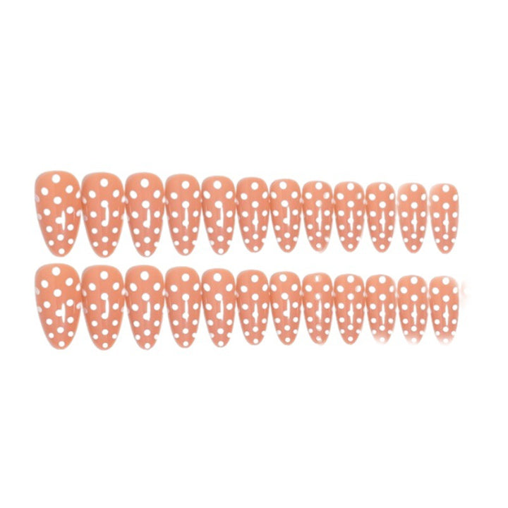 Artistic Press-On Nail Set with Polka Dot Design Stornfield