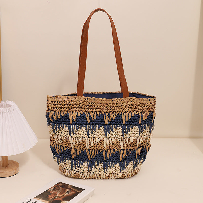 Braided tote bag with unique pattern mix Stornfield