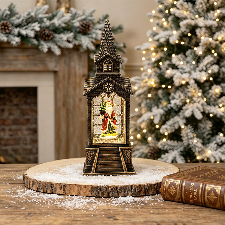 Nostalgic Christmas lantern with illuminated snowman scene Stornfield