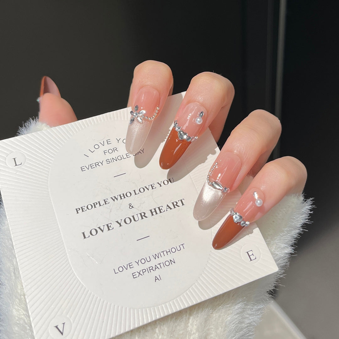 Glamorous Crystal-Embellished Press-On Nail Design Stornfield