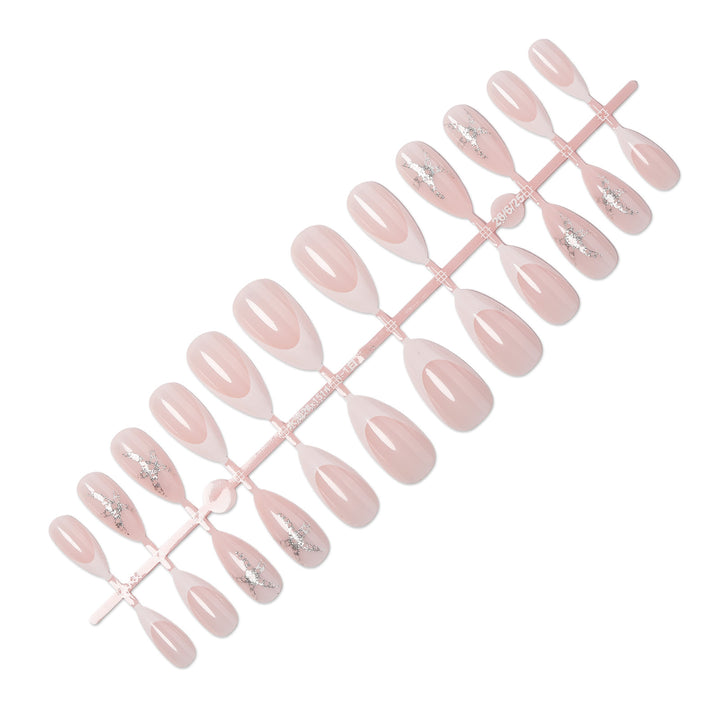 Artificial nail set with delicate pearlescent and glitter accents Stornfield