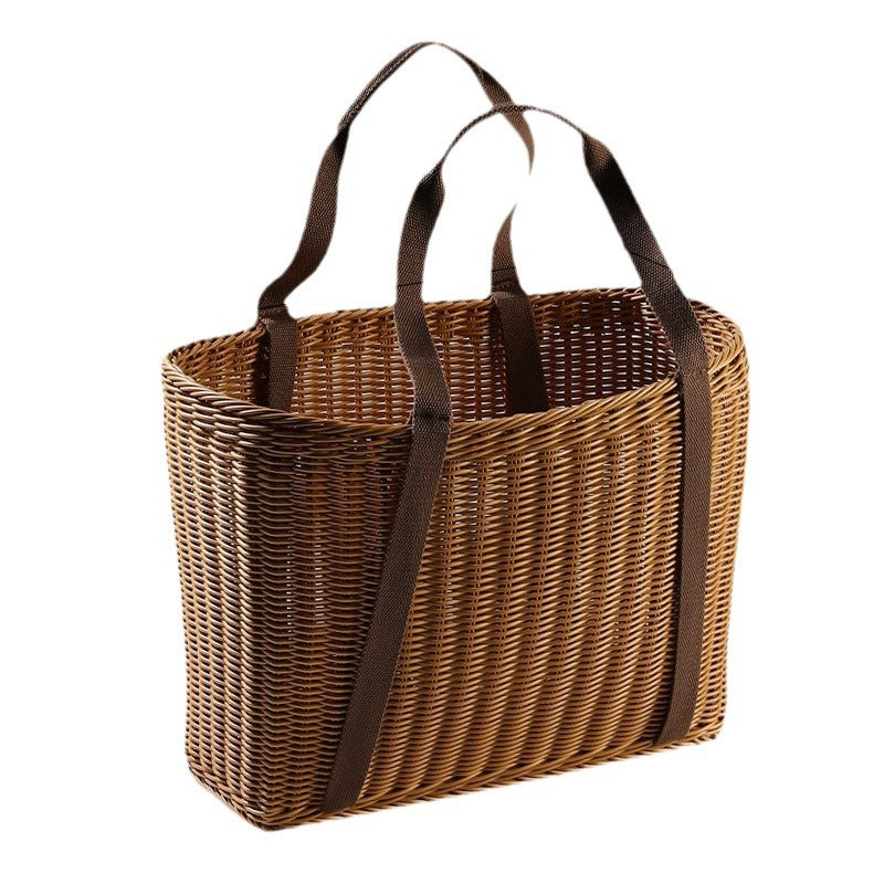 Unisex Robust braided shopping basket with comfortable fabric handles Stornfield