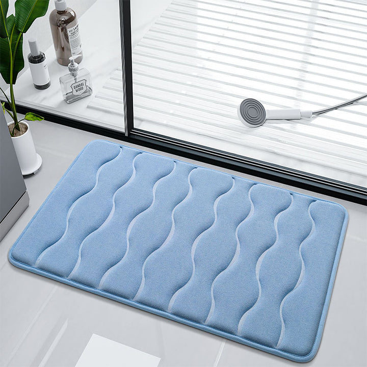 Plush Wave-Pattern Bath Mat
