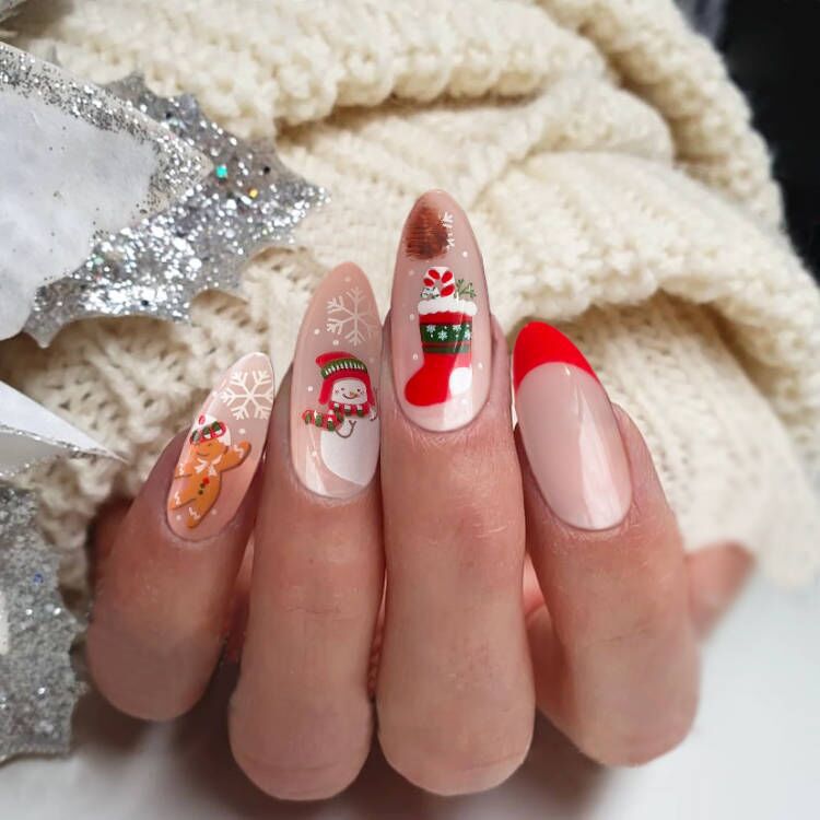 Festive Holiday-Themed Press-On Nails Stornfield